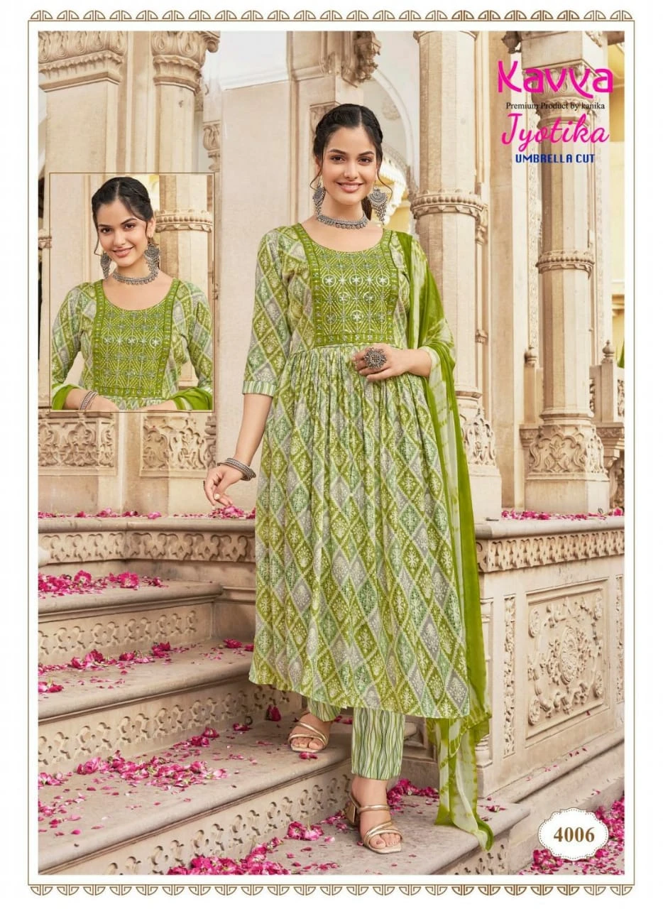 Kavya Jyotika Vol 4 Capsule Foil Print Wholesale Readymade Salwar Suit Catalog — Wholesale Salwar Suits, Kavya wholesale from Surat - Gallery Image 2